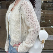 CELINE 25S CROCHET SLEEVE KNIT JACKET 0085