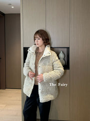 MONCLER 25S COCHELLE TWEED MID-LENGTH DOWN JACKET 202