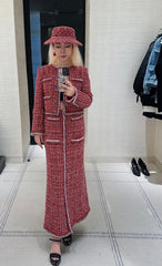 CHANEL 25S RED TWEED FOUR-POCKET SKIRT 314