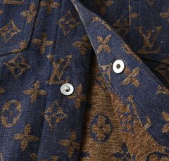 LV SHIRT JACKET IN NAVY BLUE JACQUARD FABRIC 238979