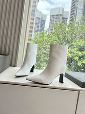 BALENCIAGA 25S ANKLE BOOTS IN WHITE COW LEATHER