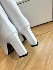 BALENCIAGA 25S ANKLE BOOTS IN WHITE COW LEATHER