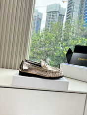 YSL 25S LOAFERS IN GOLD LAMBSKIN