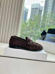 YSL 25S LOAFERS IN DARK BROWN SUEDE