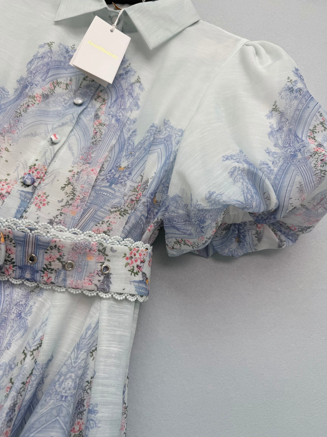 ZIMMERMANN 26S PUFF SLEEVE SHIRT DRESS STYLE 100