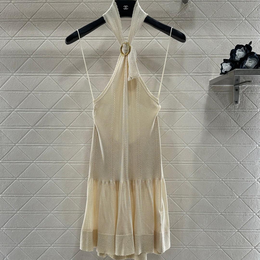 CHANEL 25S KNITTED HALTER TANK TOP 604