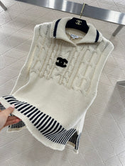 CHANEL 26S SLEEVELESS COLLARED KNITTED BLAZER 696