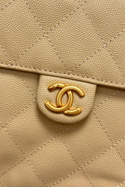 CHANEL 25S HOBO BAG 40 IN GOLDEN BEIGE CAVIAR WITH GOLD HARDWARE