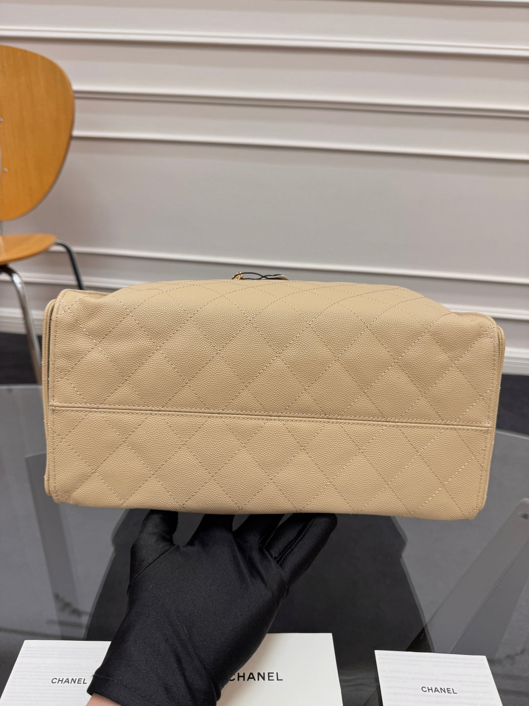 CHANEL 25S HOBO BAG 40 IN GOLDEN BEIGE CAVIAR WITH GOLD HARDWARE