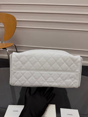 CHANEL 25S HOBO BAG 40 IN WHITE CAVIAR WITH GOLD HARDWARE