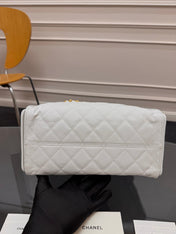 CHANEL 25S HOBO BAG 30 IN WHITE CAVIAR WITH GOLD HARDWARE
