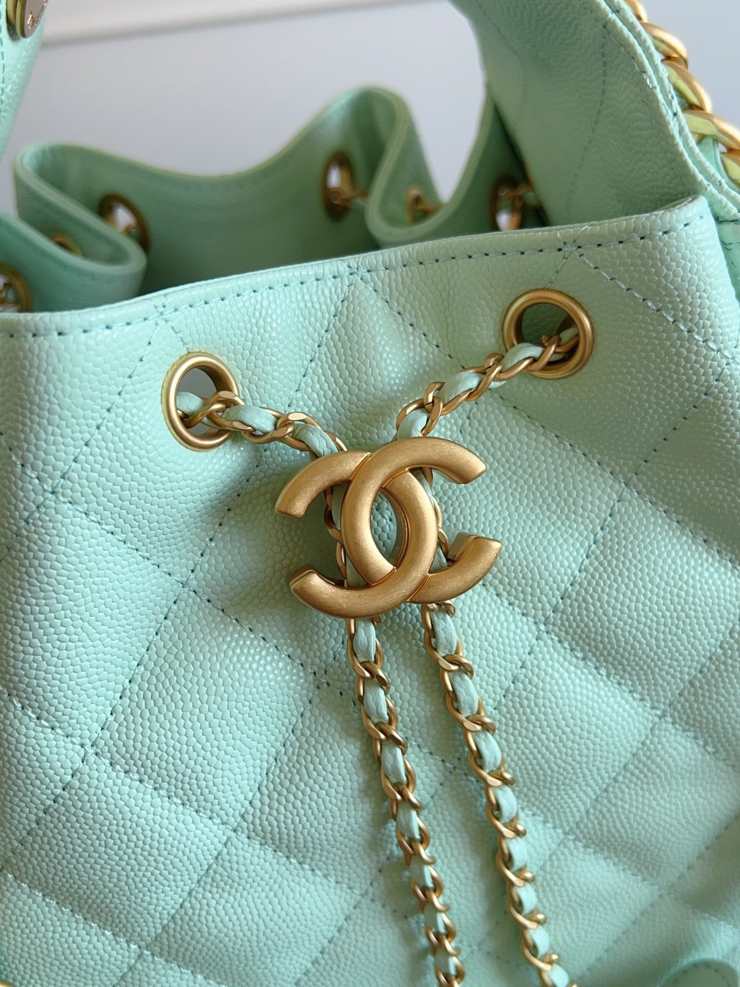 CHANEL 25S HOBO BAG 40 IN SEAFOAM GREEN CAVIAR WITH GOLD HARDWARE