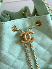 CHANEL 25S HOBO BAG 40 IN SEAFOAM GREEN CAVIAR WITH GOLD HARDWARE