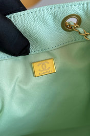 CHANEL 25S HOBO BAG 40 IN SEAFOAM GREEN CAVIAR WITH GOLD HARDWARE
