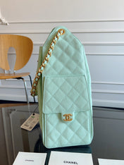 CHANEL 25S HOBO BAG 40 IN SEAFOAM GREEN CAVIAR WITH GOLD HARDWARE