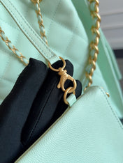 CHANEL 25S HOBO BAG 40 IN SEAFOAM GREEN CAVIAR WITH GOLD HARDWARE
