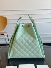 CHANEL 25S HOBO BAG 40 IN SEAFOAM GREEN CAVIAR WITH GOLD HARDWARE