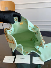 CHANEL 25S HOBO BAG 40 IN SEAFOAM GREEN CAVIAR WITH GOLD HARDWARE