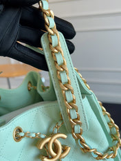 CHANEL 25S HOBO BAG 40 IN SEAFOAM GREEN CAVIAR WITH GOLD HARDWARE