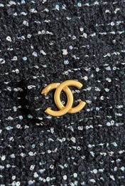 CHANEL 25S HOBO BAG 30 IN BLACK TWEED WITH GOLD HARDWARE