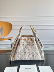 CHANEL 25S HOBO BAG 30 IN MULTICOLOR TWEED WITH GOLD HARDWARE