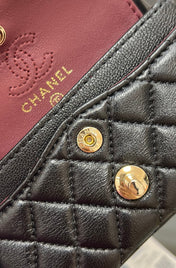 CHANEL 25S FLAP CHARM BAG 13 IN BLACK LAMBSKIN