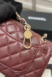 CHANEL 25S FLAP CHARM BAG 13 IN DARK RED LAMBSKIN