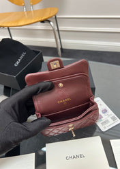 CHANEL 25S FLAP CHARM BAG 13 IN DARK RED LAMBSKIN