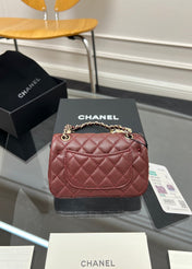 CHANEL 25S FLAP CHARM BAG 13 IN DARK RED LAMBSKIN