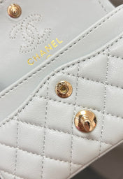 CHANEL 25S FLAP CHARM BAG 13 IN LIGHT BLUE LAMBSKIN