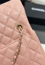 CHANEL 25S FLAP CHARM BAG 13 IN PEACH PINK LAMBSKIN
