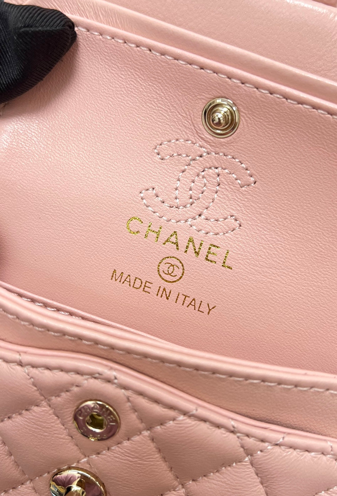 CHANEL 25S FLAP CHARM BAG 13 IN PEACH PINK LAMBSKIN