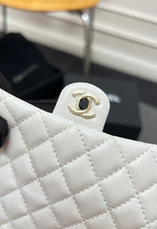 CHANEL 25S FLAP CHARM BAG 13 IN WHITE LAMBSKIN