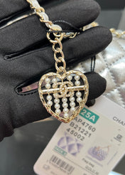 CHANEL 25S FLAP CHARM BAG 13 IN SILVER METALLIC LAMBSKIN