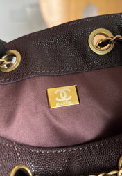 CHANEL 25S HOBO BAG 40 IN DARK EARTH BROWN CAVIAR WITH GOLD HARDWARE