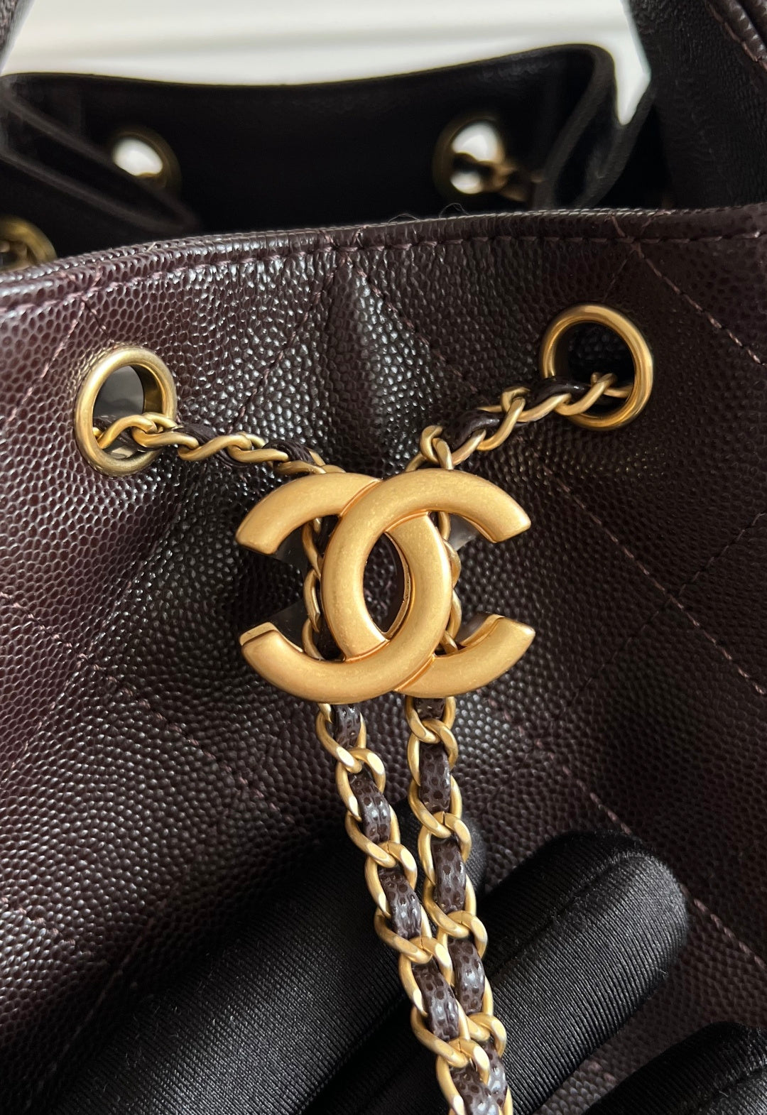 CHANEL 25S HOBO BAG 40 IN DARK EARTH BROWN CAVIAR WITH GOLD HARDWARE