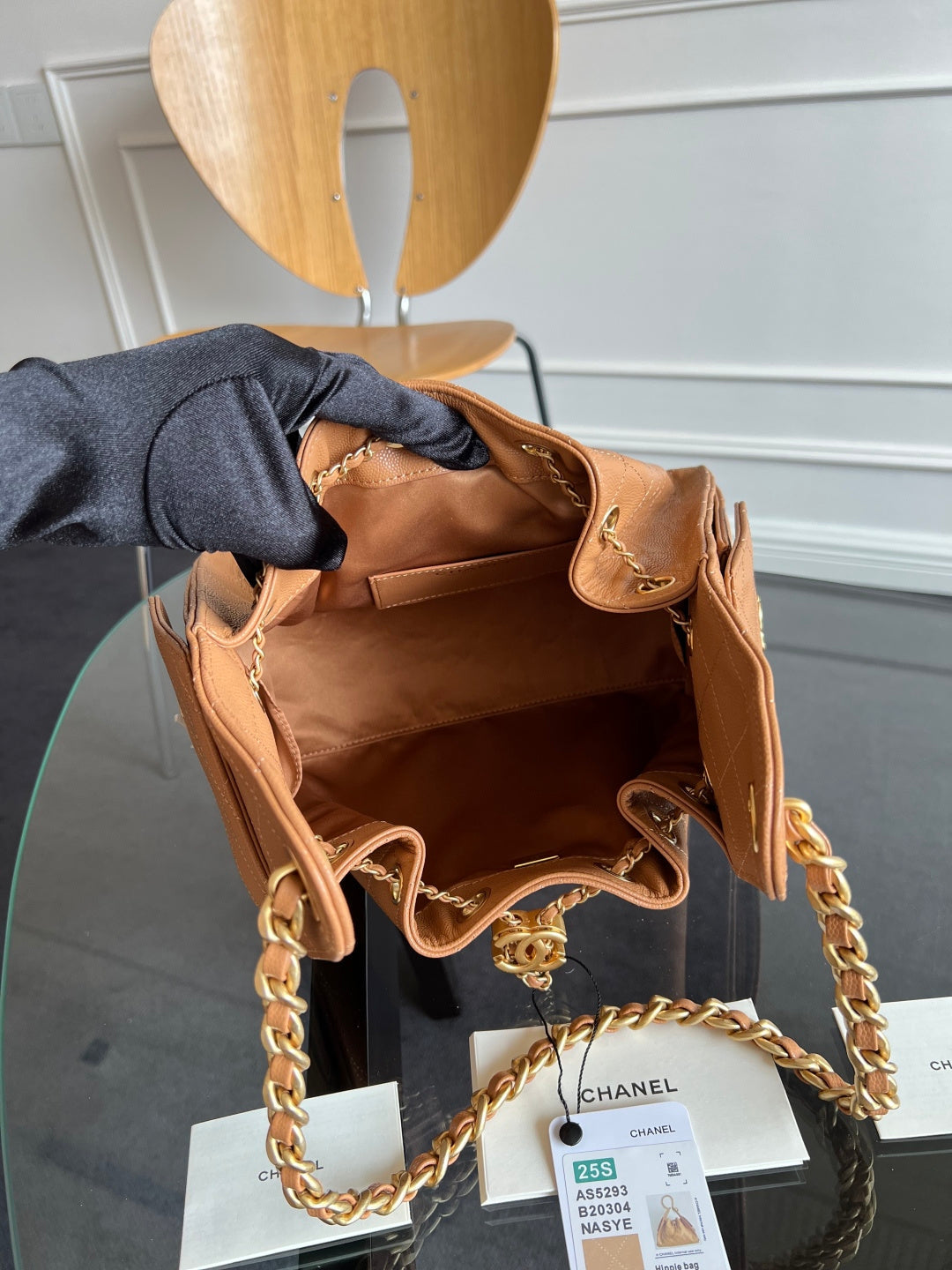 CHANEL 25S HOBO BAG 40 IN CARAMEL BROWN CAVIAR WITH GOLD HARDWARE