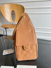 CHANEL 25S HOBO BAG 40 IN CARAMEL BROWN CAVIAR WITH GOLD HARDWARE