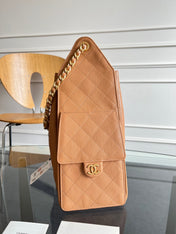 CHANEL 25S HOBO BAG 40 IN CARAMEL BROWN CAVIAR WITH GOLD HARDWARE