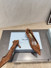 PRADA 26S PUMPS 55MM IN BROWN SUEDE