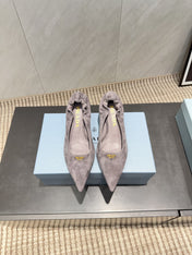 PRADA 26S PUMPS 55MM IN TAUPE BROWN SUEDE