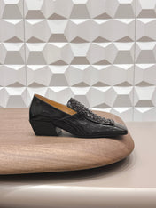 BOTTEGA VENETA 26S VENTURA LOAFERS 40 MM IN BLACK INTRECCIATO CALFSKIN