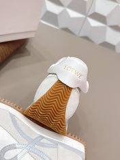 LOEWE 26S FLOW RUNNER SNEAKER IN LIGHT GRAY SUEDE AND WHITE CALFSKIN