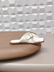 CHLOÉ 26S SANDALS IN WHITE CALFSKIN