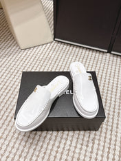 CHANEL 26S LOAFER MULES IN WHITE GLOSSY CALFSKIN