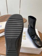DIOR 25S STRETCH BALLET BOOTS IN BLACK FULL CALFSKIN