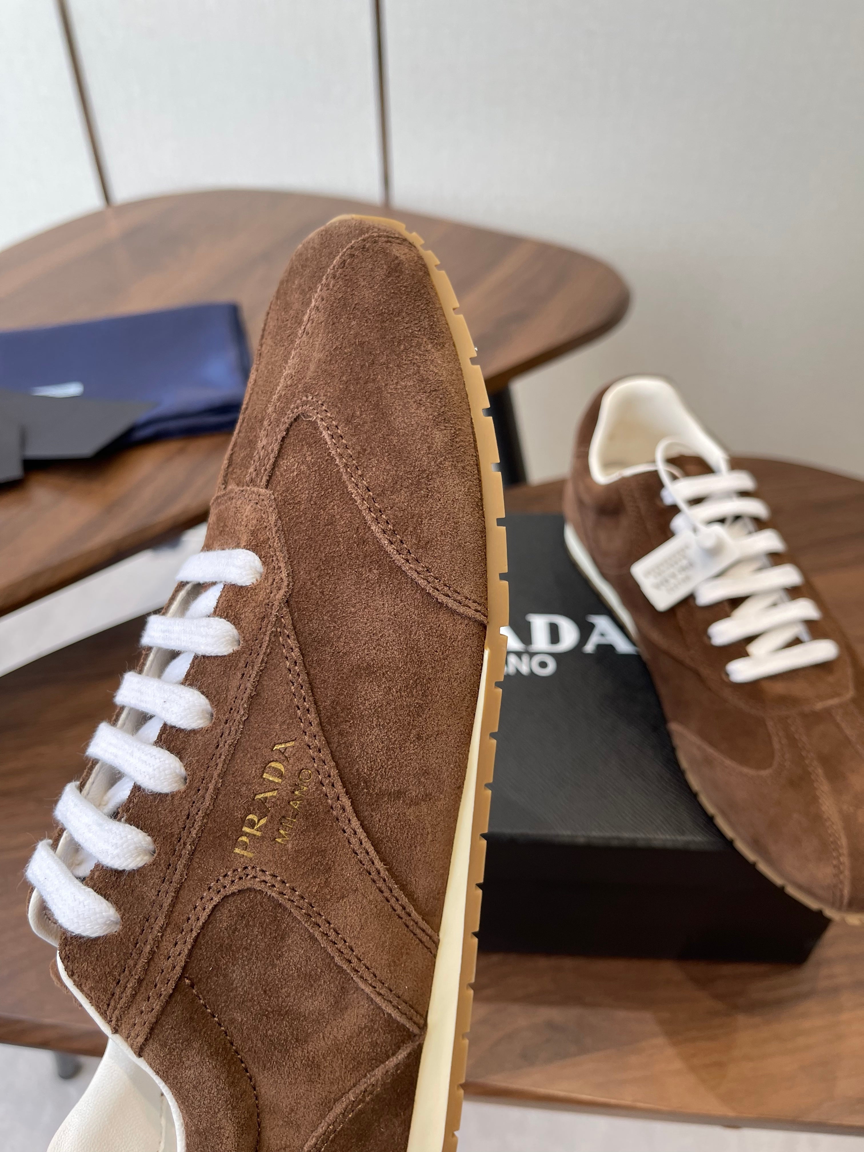 PRADA 25S SNEAKER IN BROWN SUEDE STYLE 12
