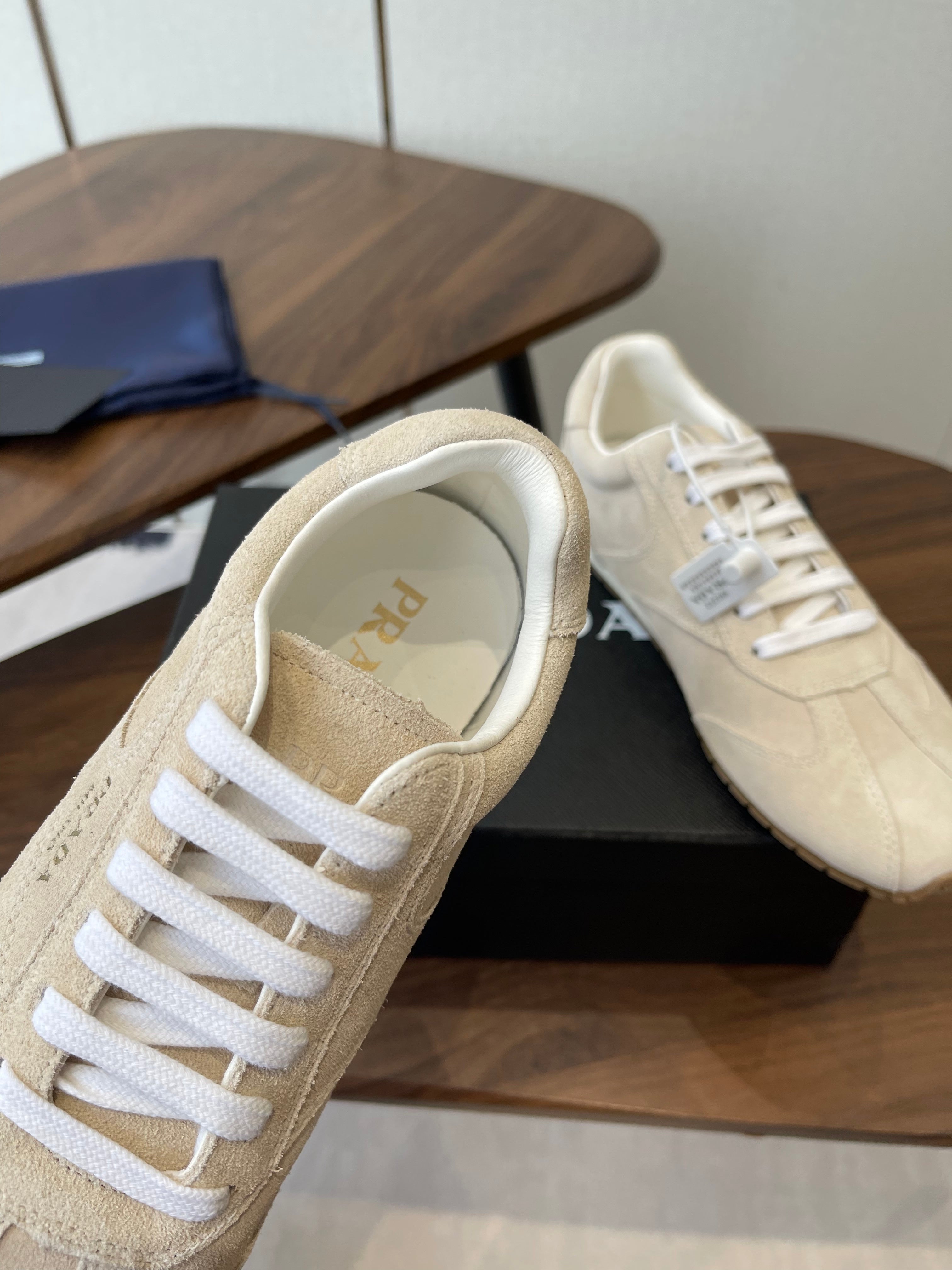 PRADA 25S SNEAKER IN LIGHT BEIGE SUEDE STYLE 11