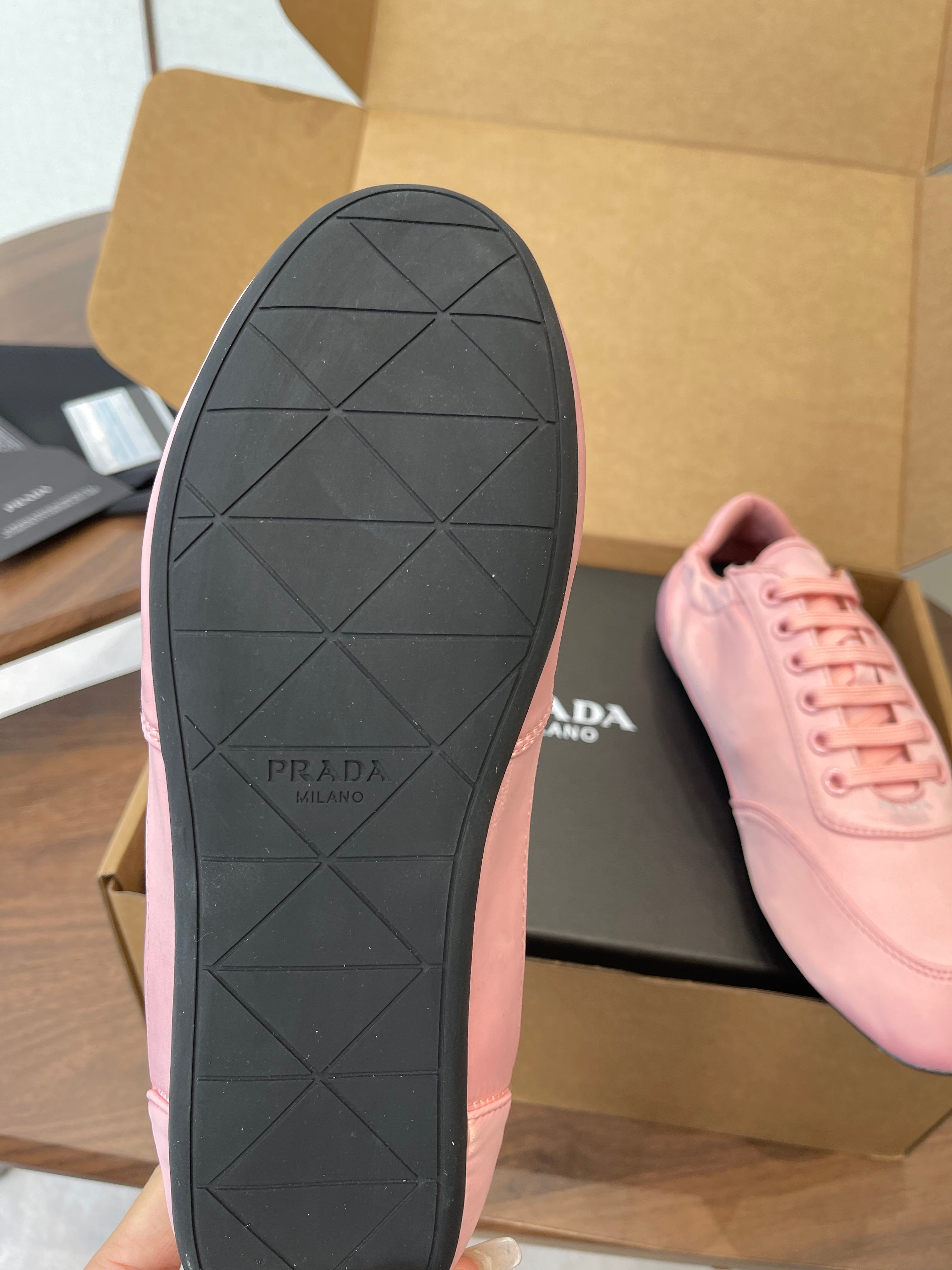 PRADA 25S SNEAKER IN PINK SILK