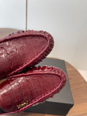 YSL 26S LOAFER MULES IN DARK RED CALFSKIN